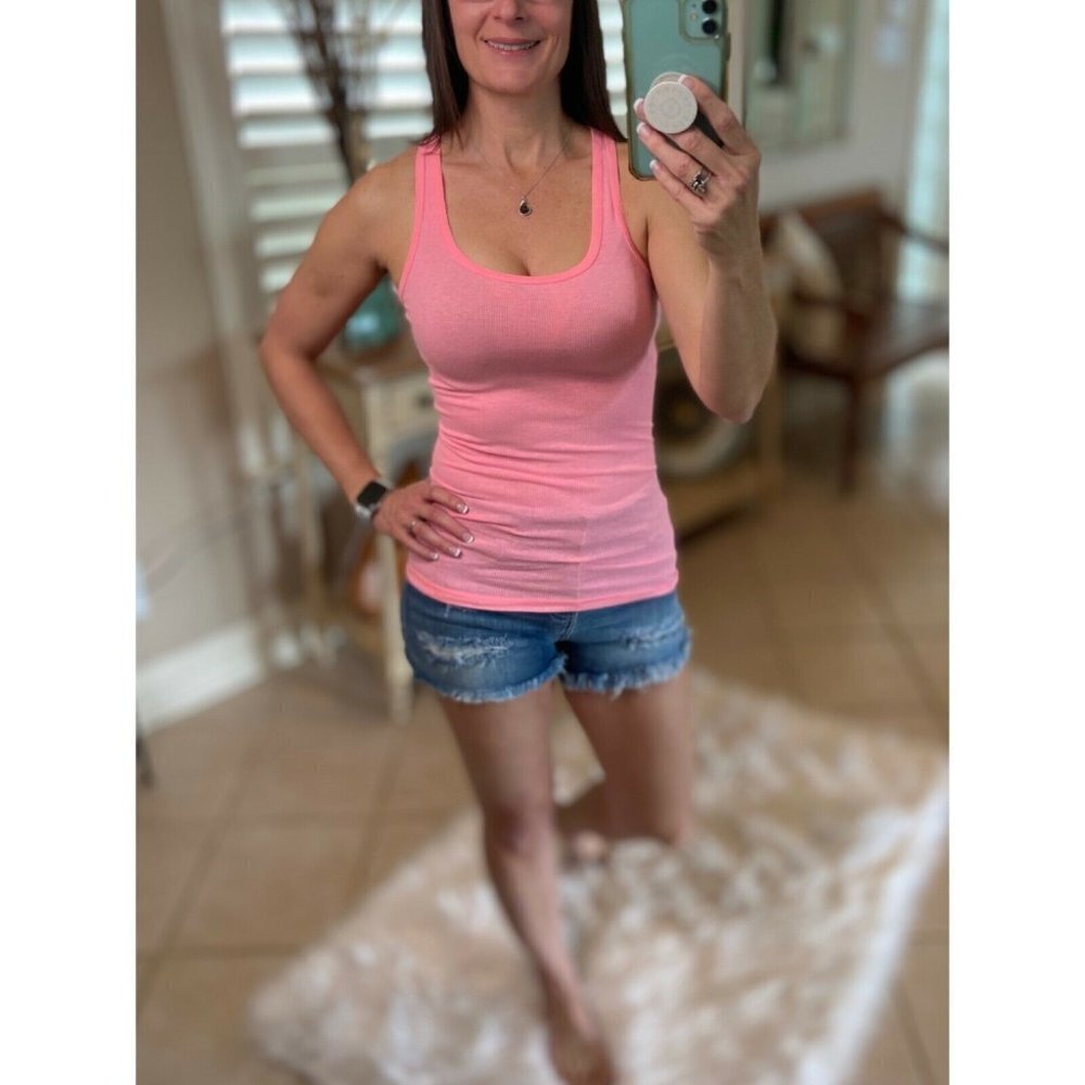 🎀PLUS Ribbed Racerback Boy Beater Neon Pink 1320